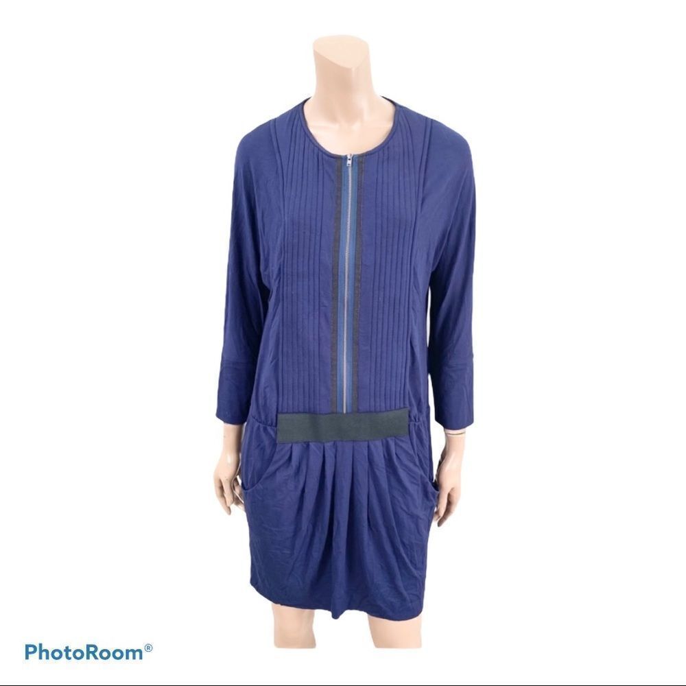 Anthro HOSS INTROPIA drop waist blue mini dress XL